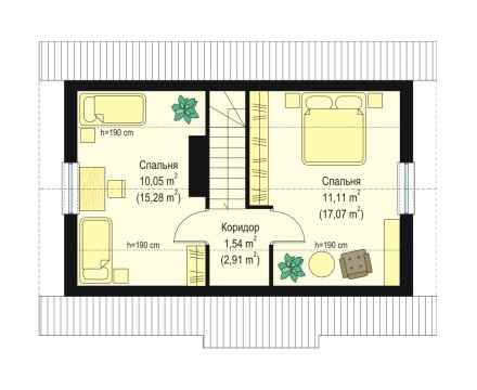 Планировка КБ-80 Дома из керамзитобетона Кометс, 80 м²