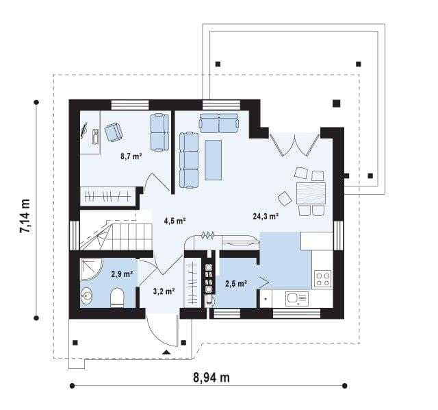 Планировка ТД-92 Дом из теплоблоков Ригол, 92 м²