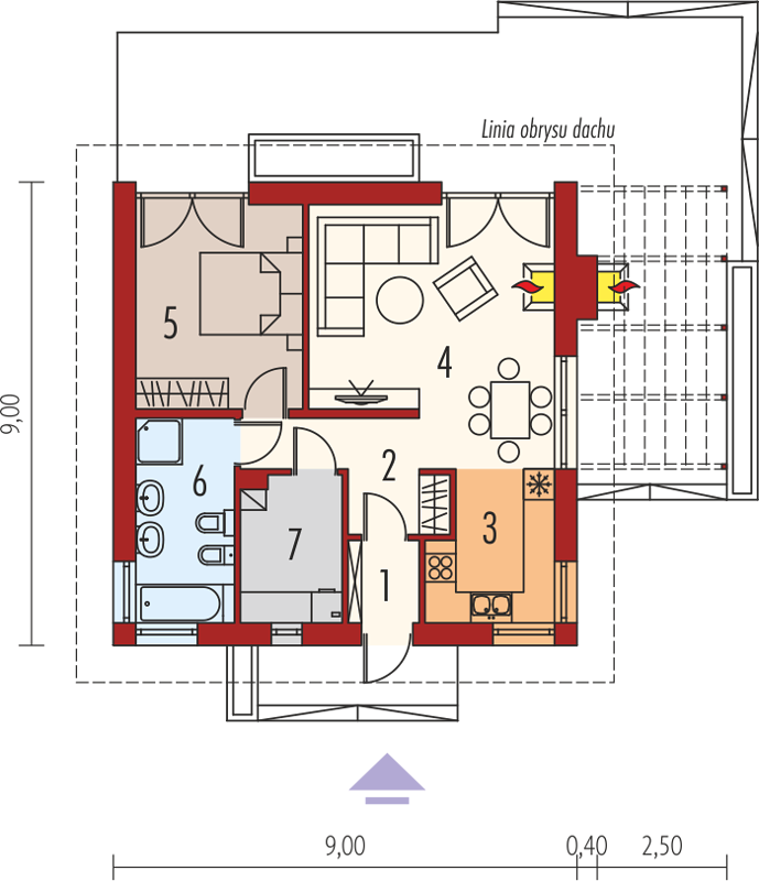 Планировка БД-63 Дом из блоков Палита, 63 м²