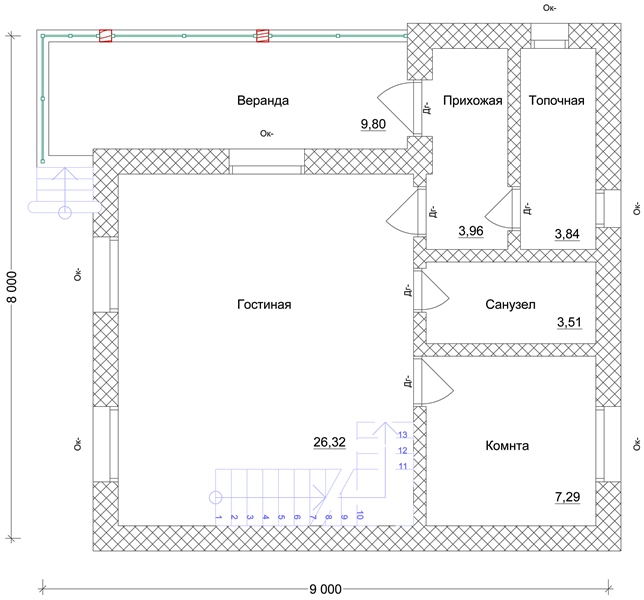 Планировка КОМБ-114 Комбинированный дом Югран, 114 м²
